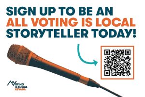 There is text, a microphone and a QR code